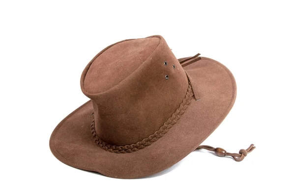 Cappello Cowboy Marrone Isolato Sul Bianco — Foto Stock