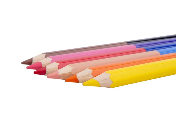 Πολύχρωμα μολύβια που απομονώνονται στο λευκό — Φωτογραφία Αρχείου