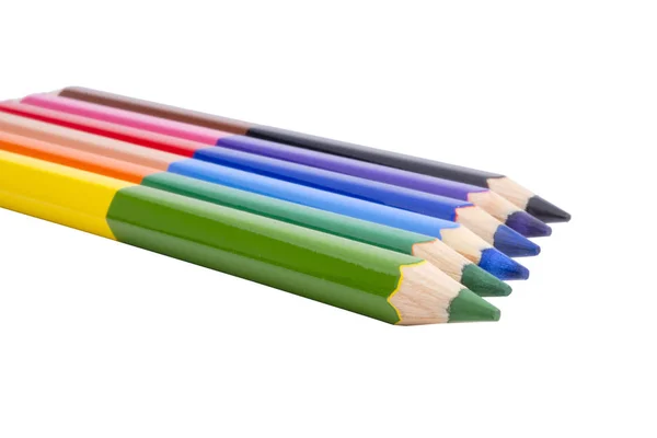 Crayons multicolores isolés sur le blanc — Photo