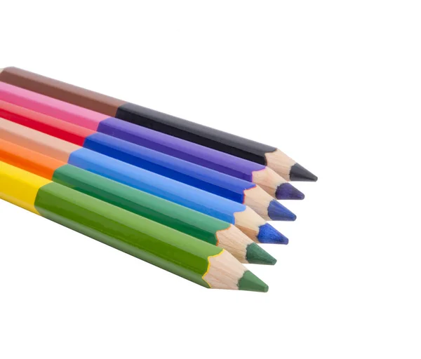 Crayons multicolores isolés sur le blanc — Photo