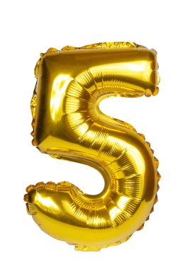 Folyo altın balon numarası beyaz üzerinde izole