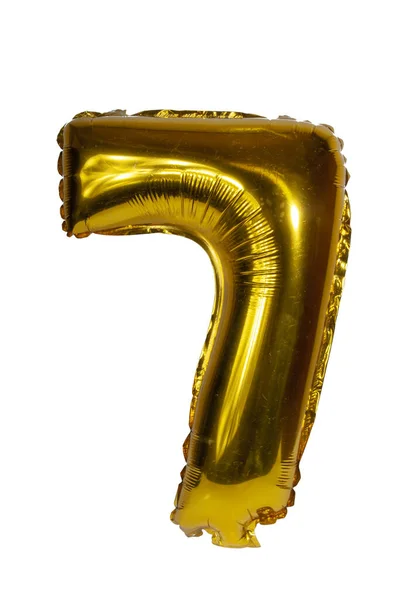 Folyo Altın Balon Numarası Beyaz Üzerinde Izole — Stok fotoğraf