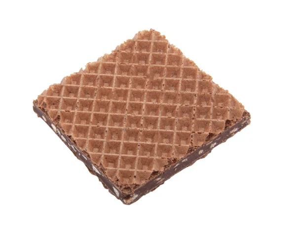 方块华夫饼与巧克力小吃隔离在白色的 — 图库照片
