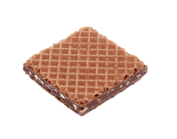 Waffle Quadrado Com Lanche Chocolate Isolado Branco — Fotografia de Stock