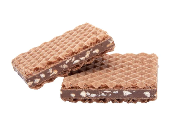 Waffle Cuadrado Con Aperitivo Chocolate Aislado Blanco — Foto de Stock