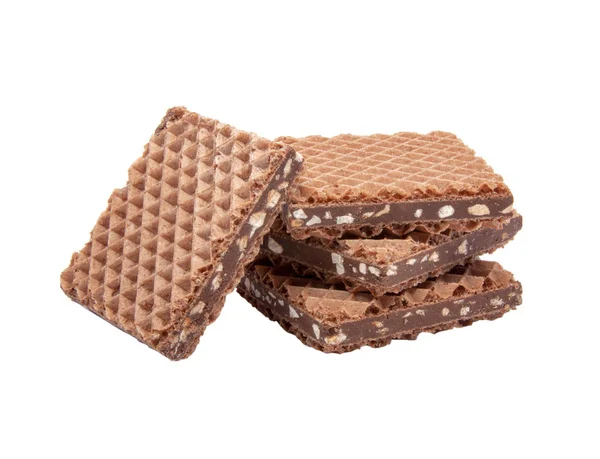 Square Waffle Chocolate Snack Isolated White — Stock Photo, Image