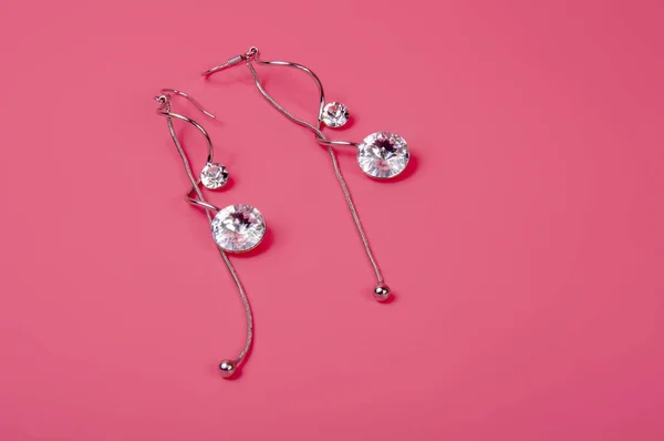 Vintage Elegantní Šperky Růžovém Pozadí — Stock fotografie