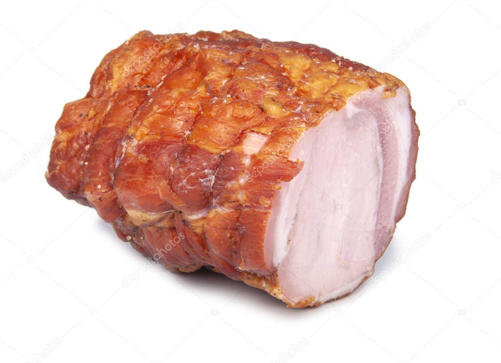 Ham baked meat isolated on the white