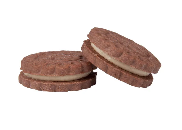 Biscuiți Biscuiți Cremă Izolată Alb — Fotografie, imagine de stoc