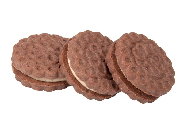 Galletas Galleta Con Crema Aislada Blanco — Foto de Stock