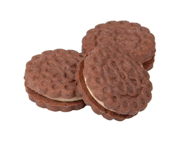 Biscoitos Com Creme Isolado Branco — Fotografia de Stock