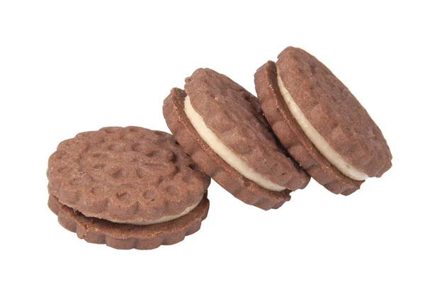 Keksz Cookie Krémmel Elszigetelt Fehér — Stock Fotó