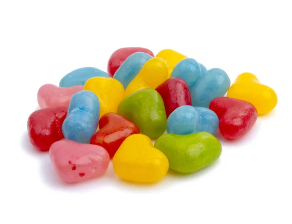Multicolored Jelly Hearts Candies Yummy Sweets Isolated White — Stock Photo, Image