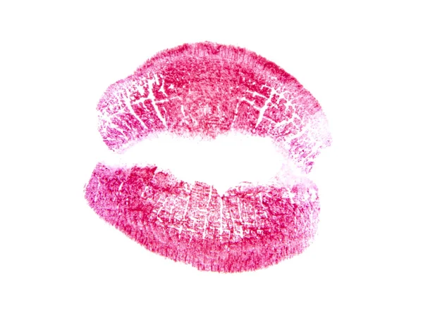 性感的红唇痕迹隔离在白色的 — 图库照片