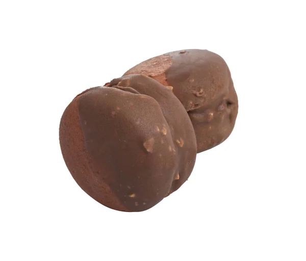 Macaroon Chocolate Exclusivo Com Sabor Cacau Isolado Branco — Fotografia de Stock