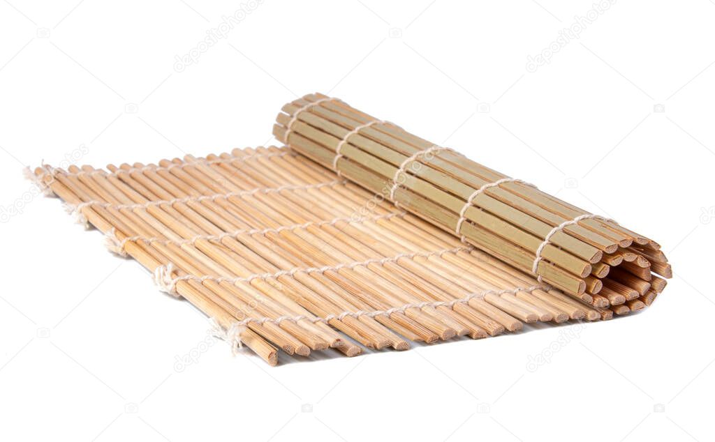 Bamboo mat wooden isolated on the white background