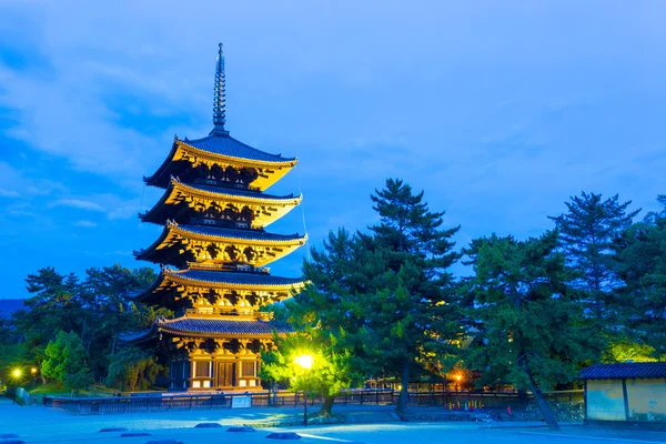 Kofuku-Ji Five Storied Pagoda Lighted Evening H — Stock fotografie