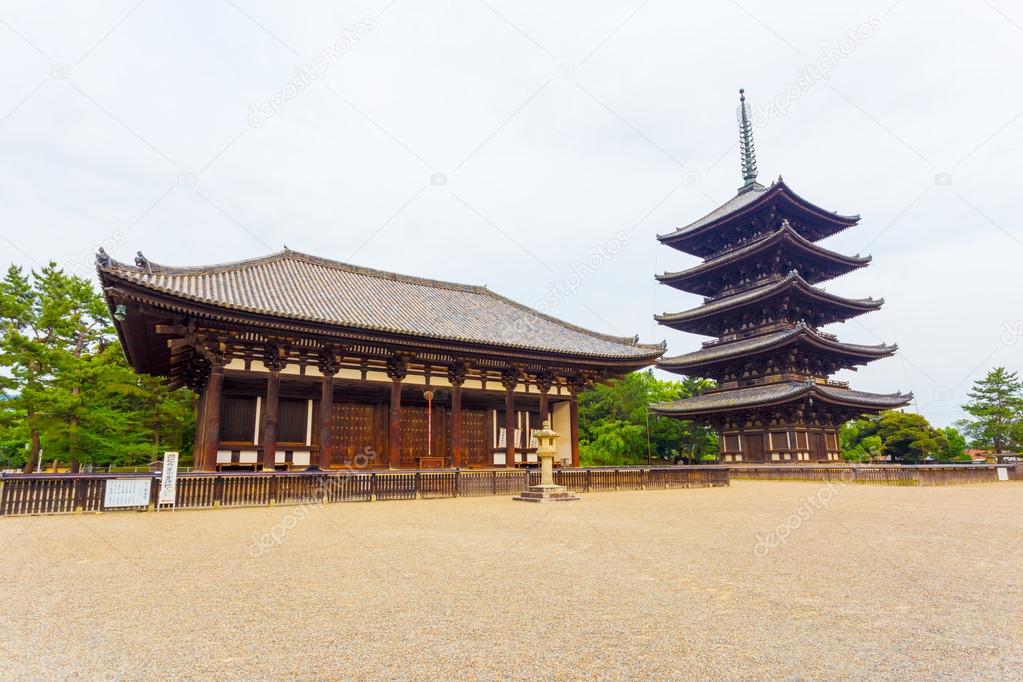 Kofuku-Ji East Hall Five Story Pagoda Overcast H