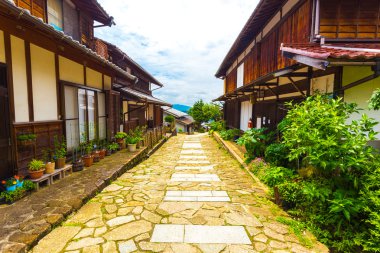 Geleneksel ahşap evler Nakasendo Magome astar