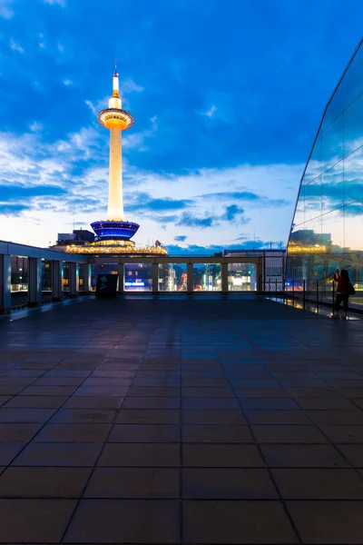 Kyoto Tower Illuminated Blue Hour Summer Evening — Φωτογραφία Αρχείου