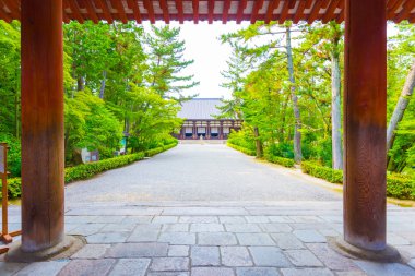 Toshodai-Ji Tapınağı giriş sütun yolu Nara H