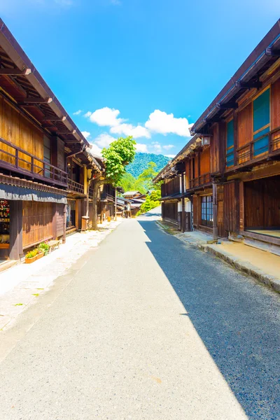 V Nakasendo Tsumago pusty Main Street sklepy — Zdjęcie stockowe