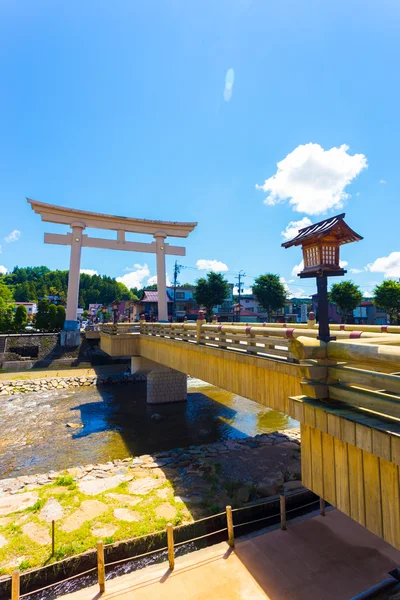 Miyamae-Bashi Bridge Torii Gate Takayama Angled V — Stock fotografie