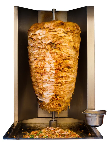 Frango grelhado árabe Shawarma Carne Cozinhar Branco — Fotografia de Stock