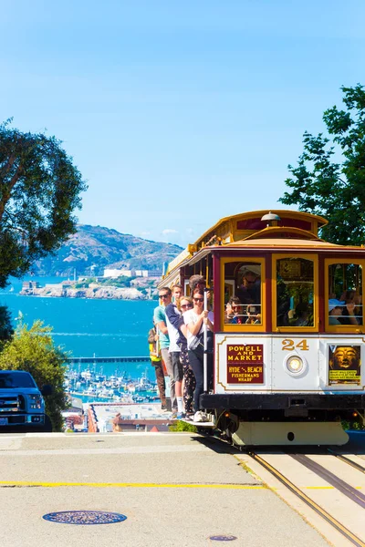 San Francisco Cable Car Alcatraz Hyde Peak Drop V — Stock Photo, Image