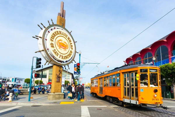 Fisherman's Wharf σημάδι Σαν Φρανσίσκο τελεφερίκ — Φωτογραφία Αρχείου