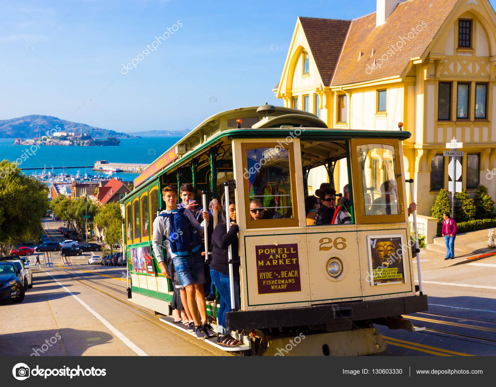Closeup Passengers Riding SF Cable Car Alcatraz – Stock Editorial Photo ...