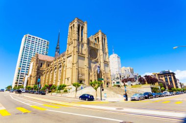 Açık Grace Cathedral San Francisco güneşli gün
