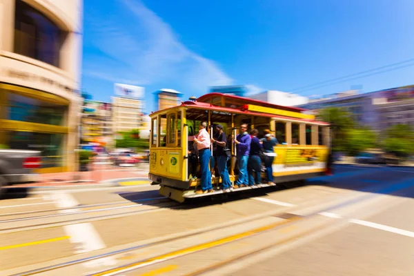 Motion Blur San Francisco kabel auto Union Square — Stockfoto