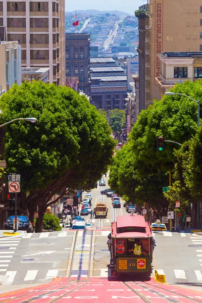 San Francisco kabelbaan Downhill Powell Street — Stockfoto