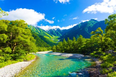 Kamikochi Dağı Hotaka-mana nehir manzara H
