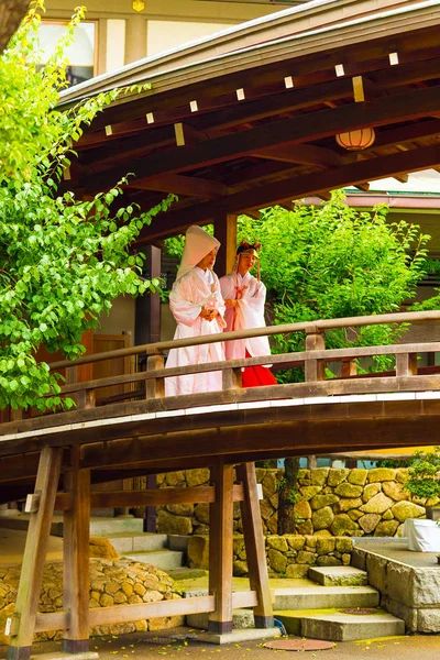 Xintoísmo casamento noiva Miko Kimono Yushima Tenmangu — Fotografia de Stock