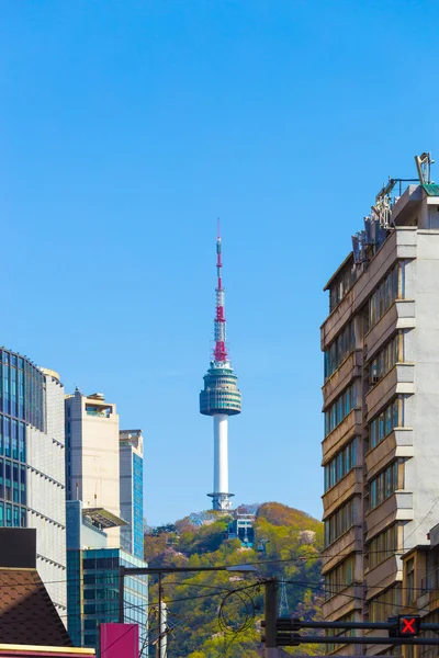 N Seul Namsan Tower Downtown Telephoto — Fotografia de Stock