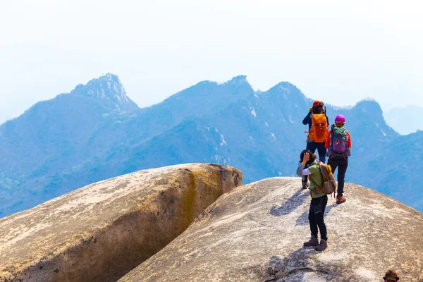 Bukhansan Baegundae Women View Mountain Landscape — Stock Photo, Image