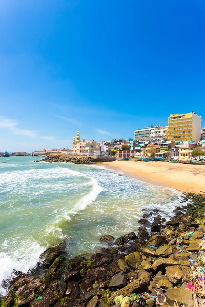 Kanyakumari Beach Hotels Houses Church V — Stock Photo, Image