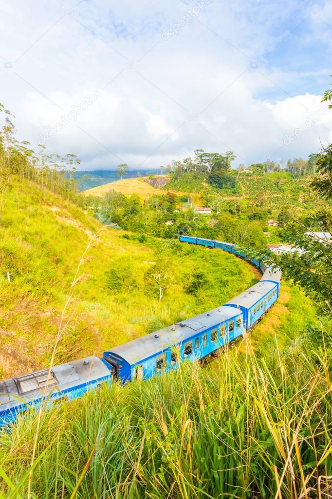 Demodara Loop Train Curving Spiral Track Sri Lanka