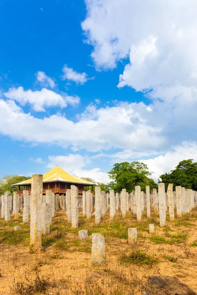 Anuradhapura Brazen palatset sten pelare vinklade V — Stockfoto