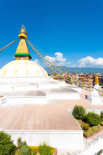 Boudhanath stupa Luftaufnahme hoch — Stockfoto