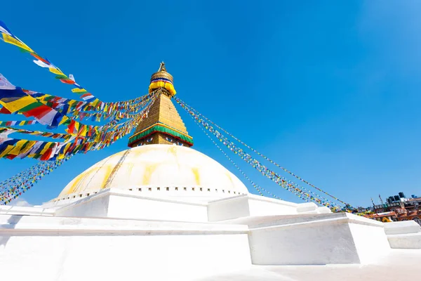 Boudhanath Stupa Occhi Piattaforma Base Bianca Nessuno H — Foto Stock