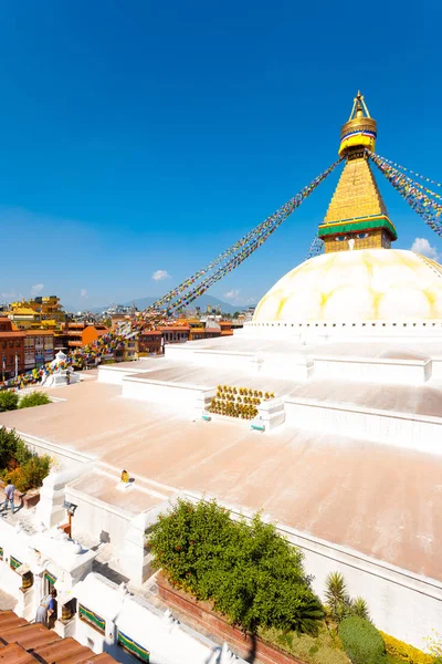 Pohled z vysokého úhlu Boudhanath Stupa — Stock fotografie