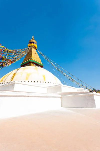 Boudhanath Stupa Augen weiß Basis Plattform niemand V — Stockfoto