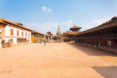 BHAKTAPUR Durbar Meydanı tüm geniş açılı görünüş H