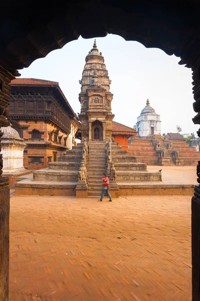 Μπακταπούρ Durbar Square Siddhi Laxmi ναού πλαισιώνεται — Φωτογραφία Αρχείου