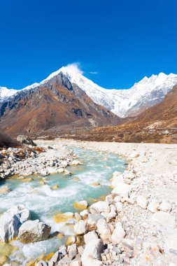 Langtang Lirung Himalaya Dağları kayalar nehir