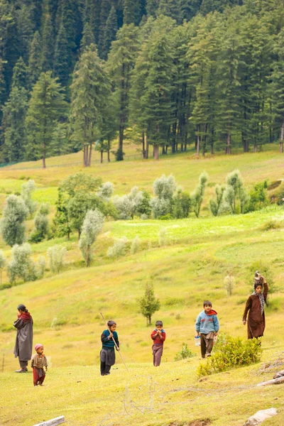 Κασμίρ τσιγγάνων goatherders περπάτημα λόφο — Φωτογραφία Αρχείου