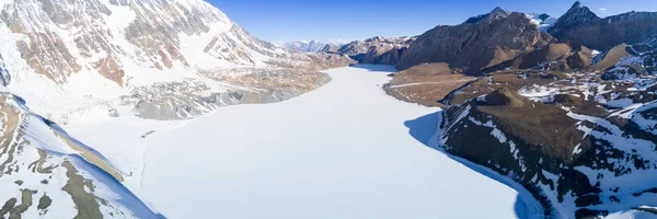 Tilicho Lake gefrorene Luftaufnahme Himalaya Nepal — Stockfoto